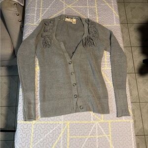 DKNY Gray Cardigan with Button Accents